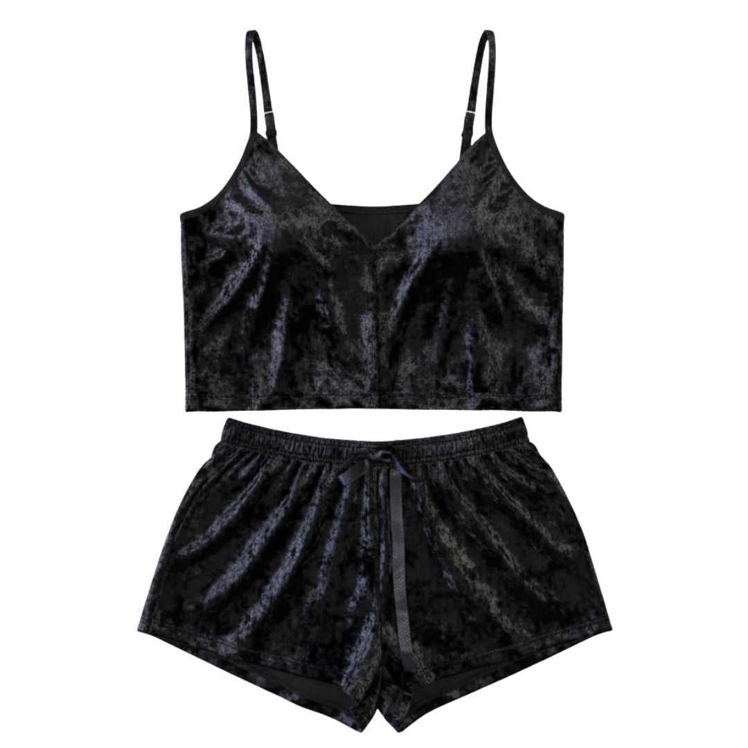 PIJAMA SET 2 PIEZAS (VELVET) NEGRA