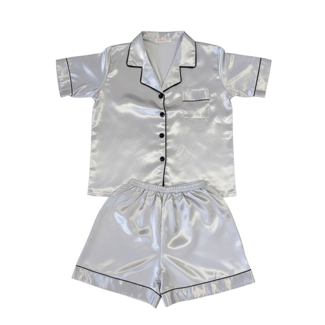 PIJAMA SATIN SET 2 PIEZAS PLATEADA