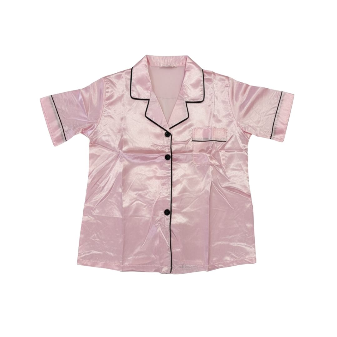 PIJAMA SATIN SET 2 PIEZAS ROSADA