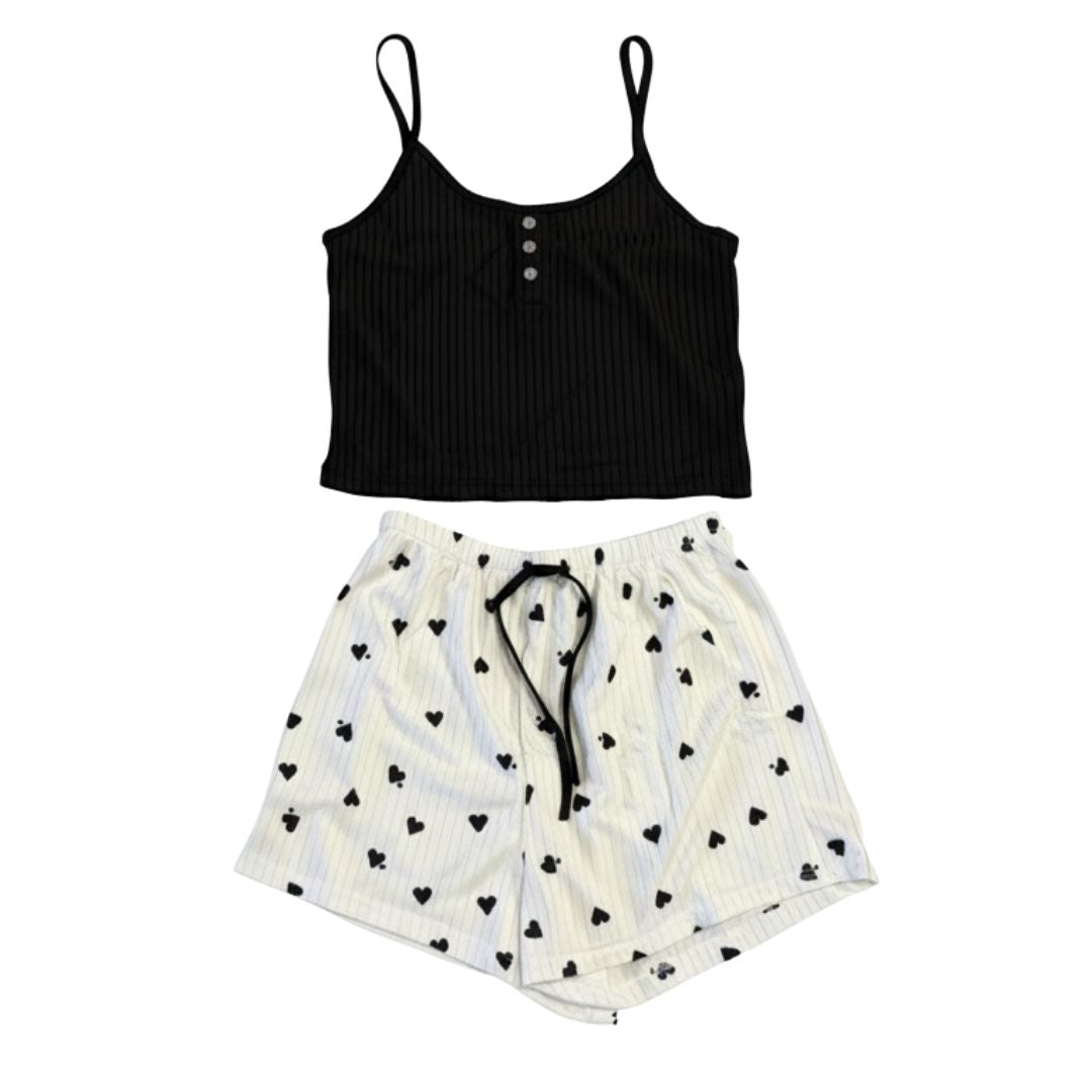 PIJAMA SET 3 PIEZAS NEGRA