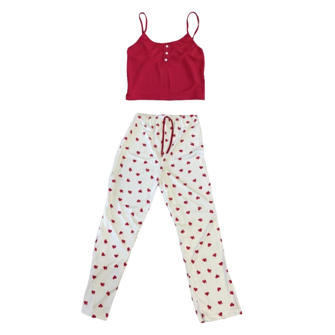 PIJAMA SET 3 PIEZAS ROJA
