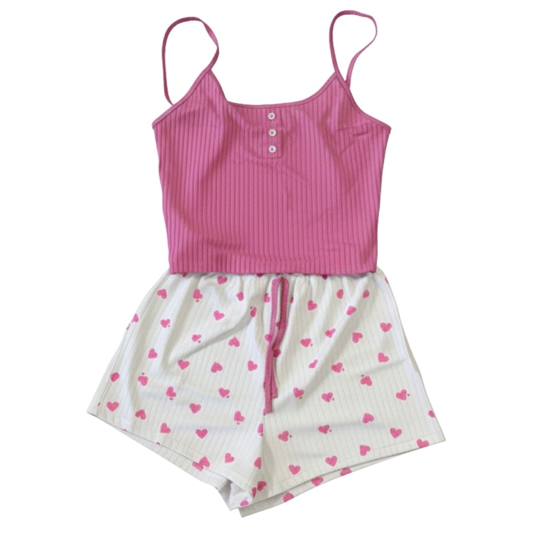 PIJAMA SET 3 PIEZAS ROSADA